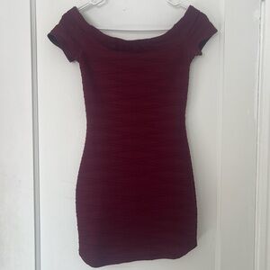 Elegant Burgundy Off-Shoulder Dress Windsor